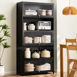 Elegant Multi-tier Display Storage Cabinet – Black Finish