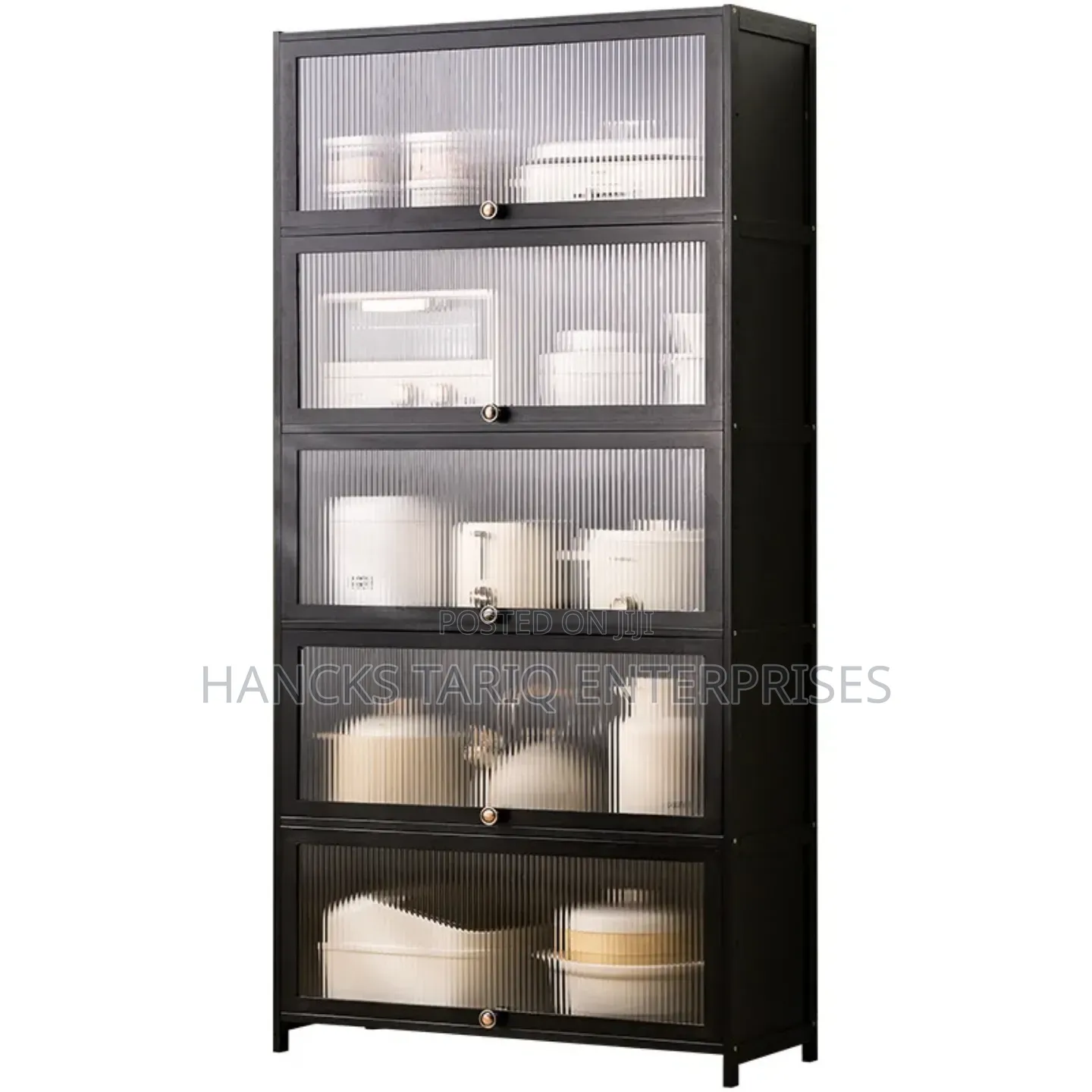 Elegant Multi-tier Display Storage Cabinet – Black Finish
