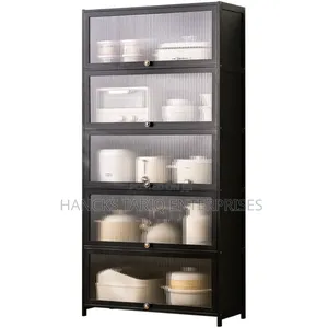 Elegant Multi-tier Display Storage Cabinet – Black Finish