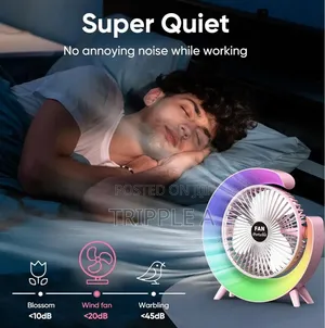 G- Shaped 7 Colorful Led Night Light Desktop Fan