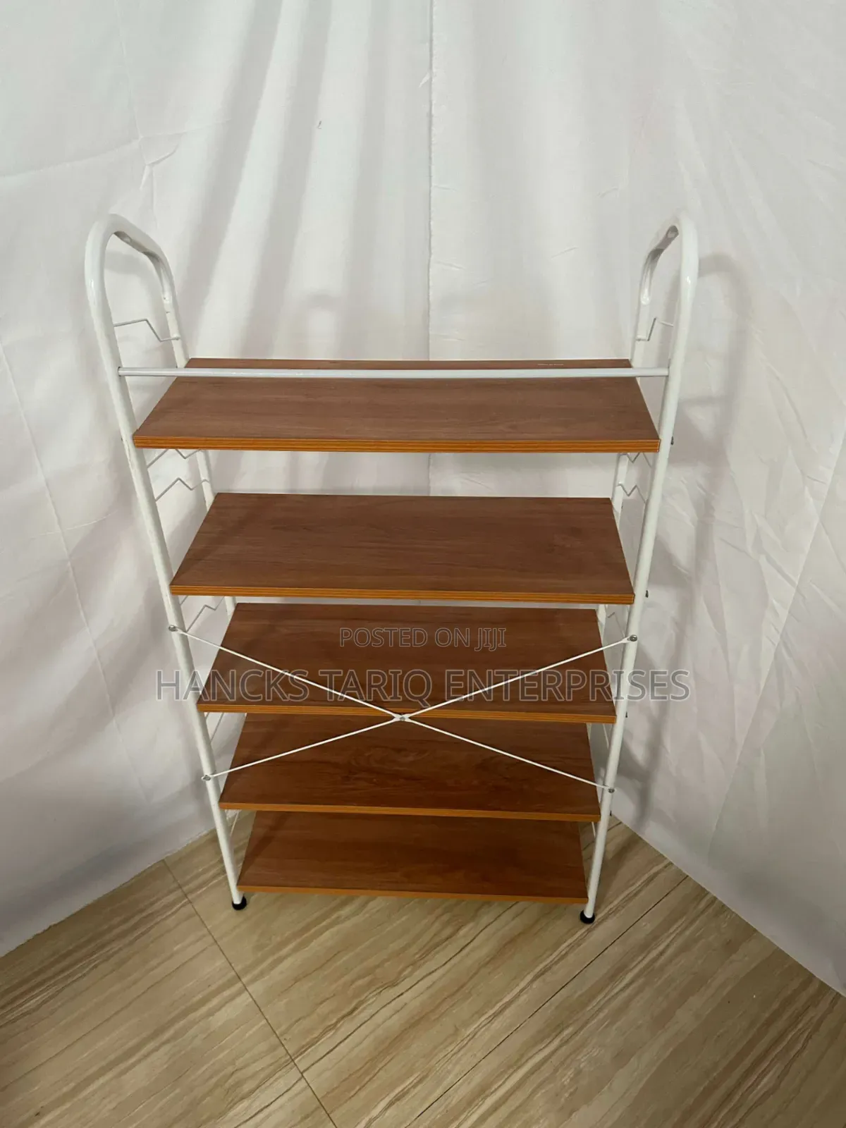 -Tier Industrial-Style Storage Rack – Wood White Metal