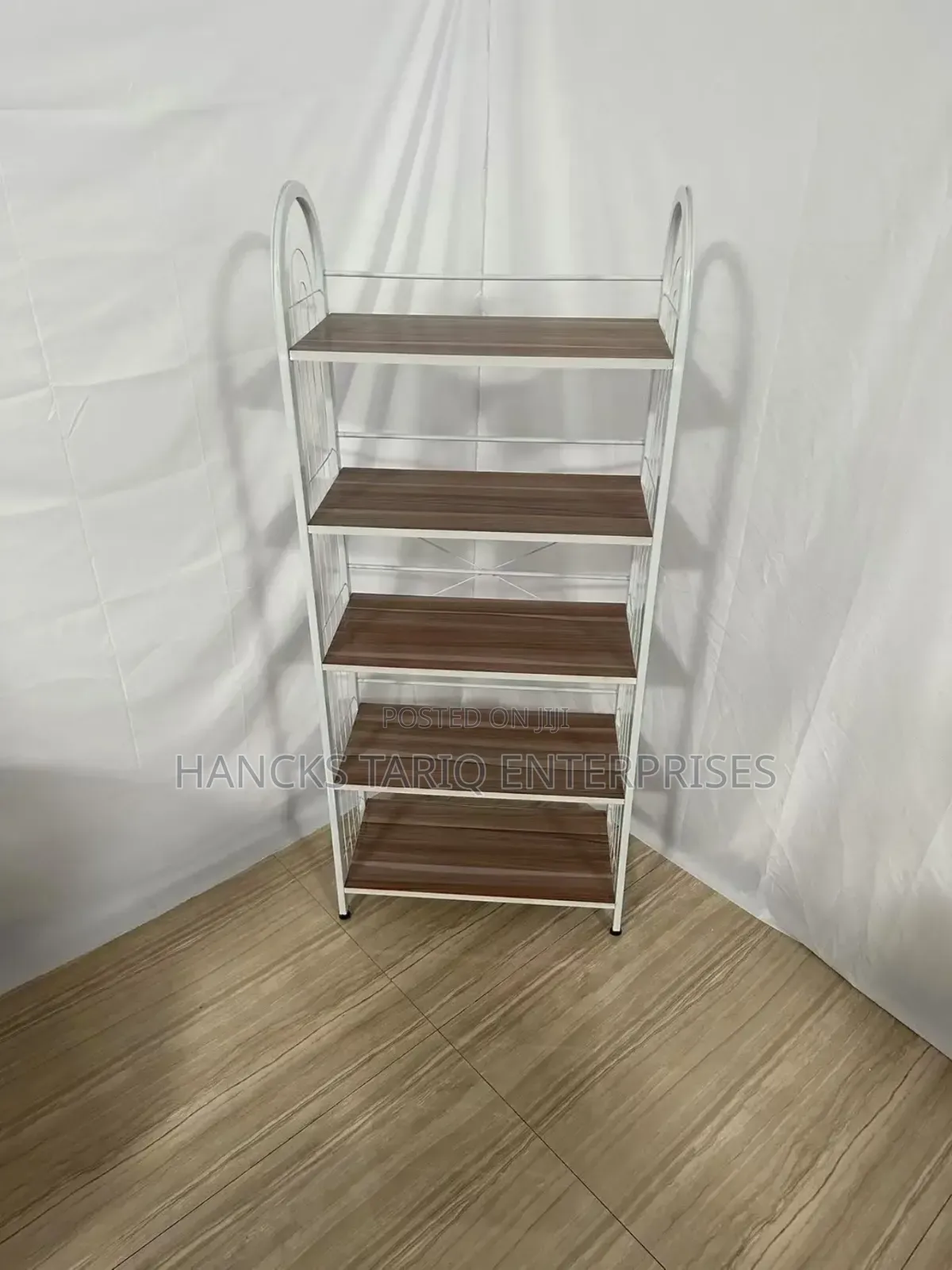 -Tier Industrial-Style Storage Rack – Wood White Metal