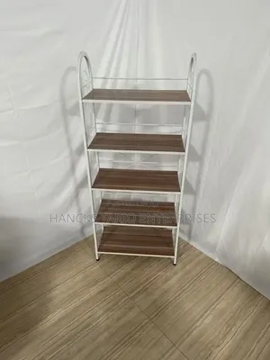 -Tier Industrial-Style Storage Rack – Wood White Metal