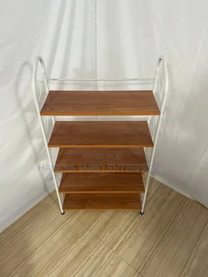 -Tier Industrial-Style Storage Rack – Wood White Metal