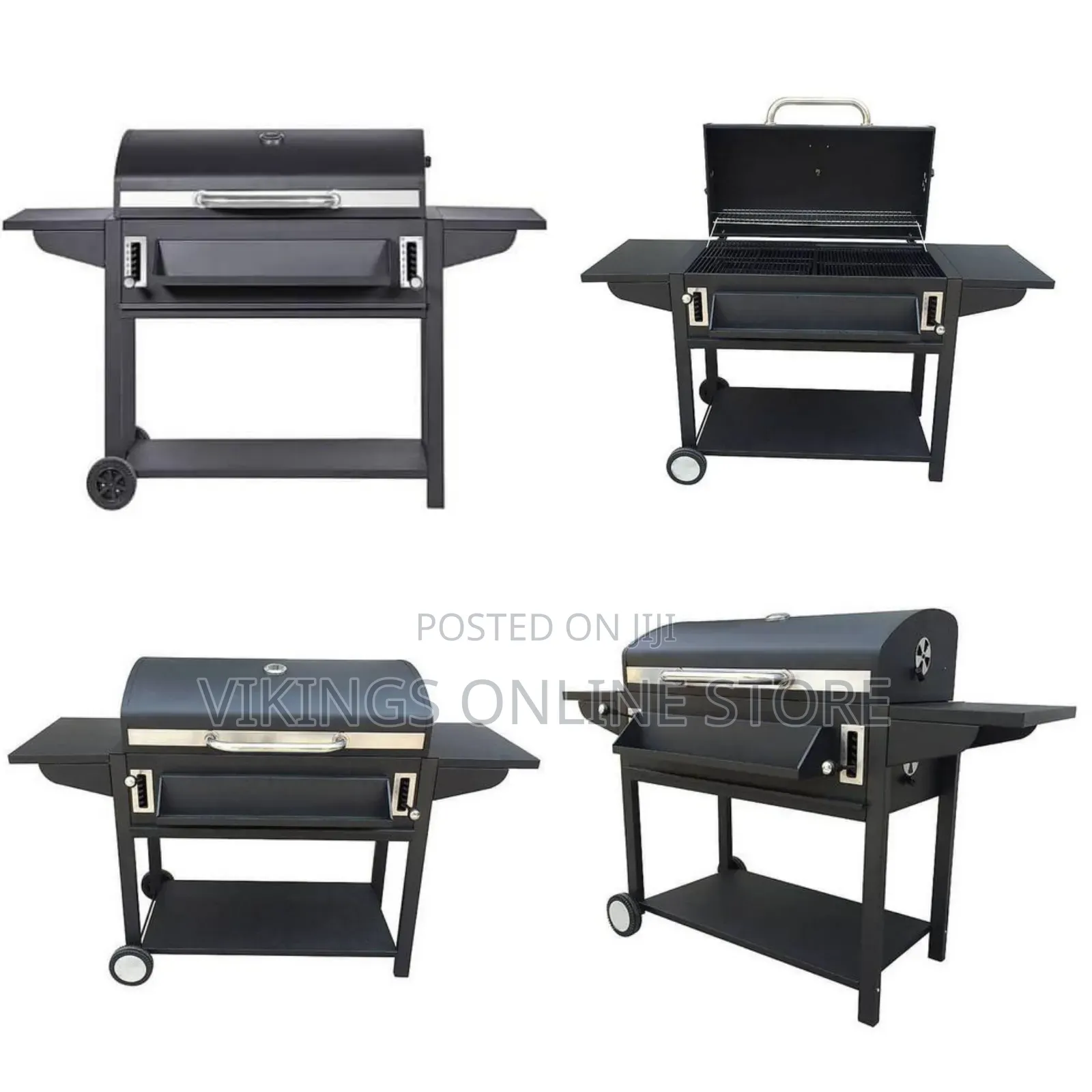 Adjustable Foldable Square Charcoal BBQ Smoker Grill Barbecue Cast