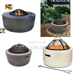 2 in 1 Fire Pit With BBQ Cooking Grill Shelf for Outdoor Garden