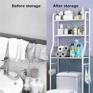 3-Tier Space-Saving Over-the-Toilet Bathroom Storage Rack - White
