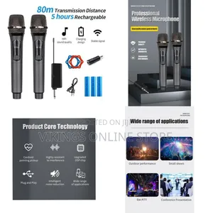 Professional Universal Wireless Microphone, Rechargeable Wireless Dual
