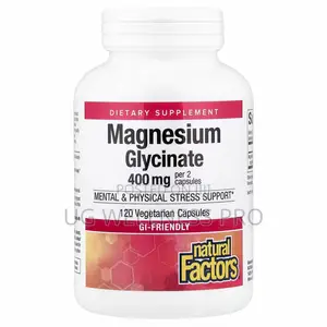 Natural Factors Magnesium Glycinate, 200 Mg, 120 Vegetarian Capsules