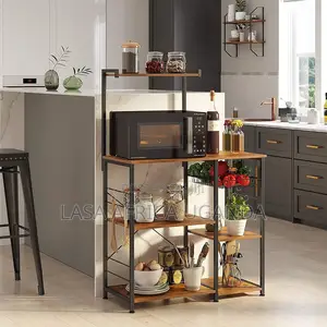 Lazava Bakers Rack Coffee Station Microwave Ove.