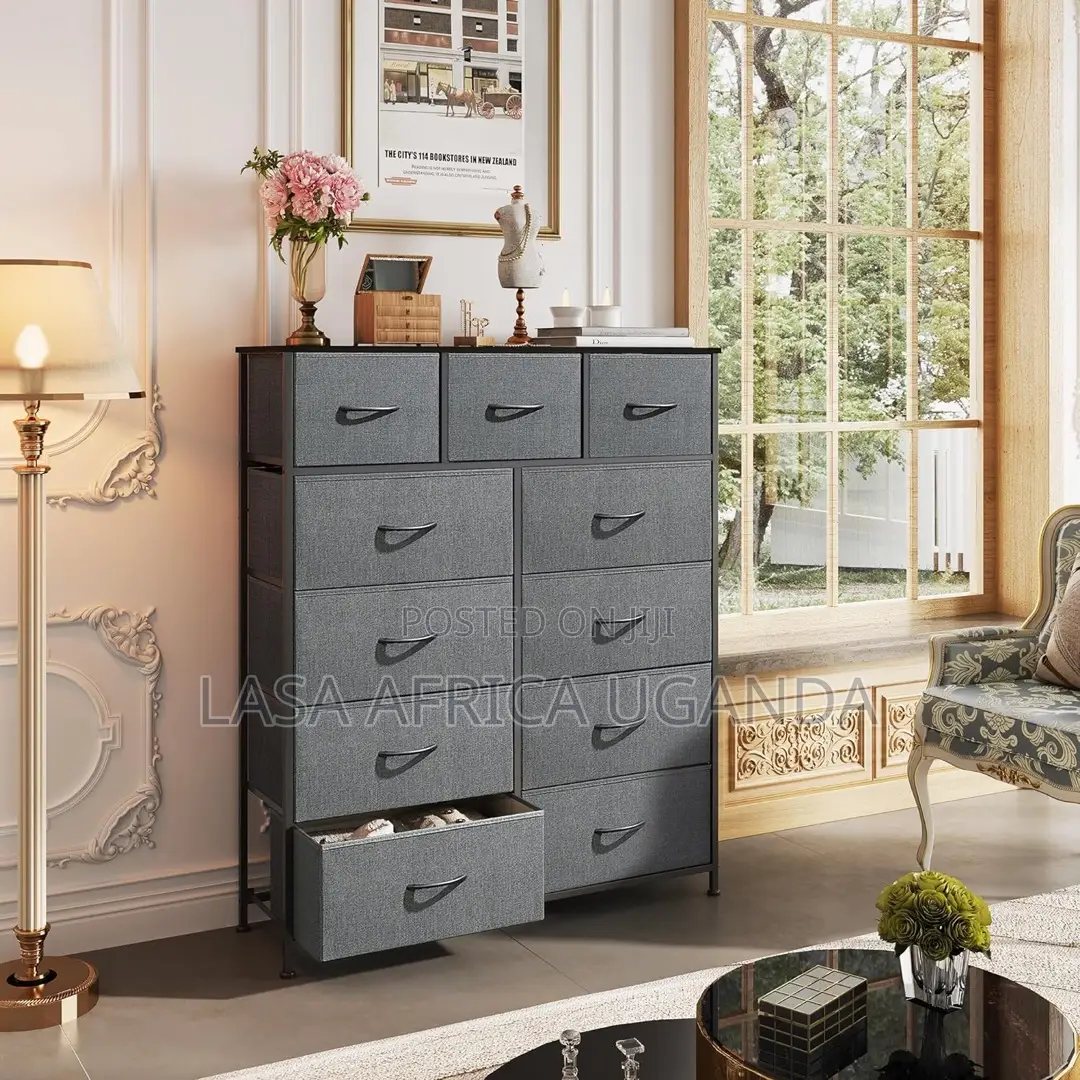 Lasa 11-tier Fabric Storage Cabinet - Dark Grey.