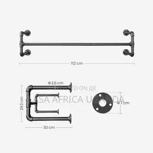 Lasa Industrial Wall-mounted Clothes Rail - Bla. | Lasa