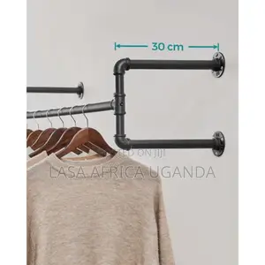 Lasa Industrial Wall-mounted Clothes Rail - Bla. | Lasa