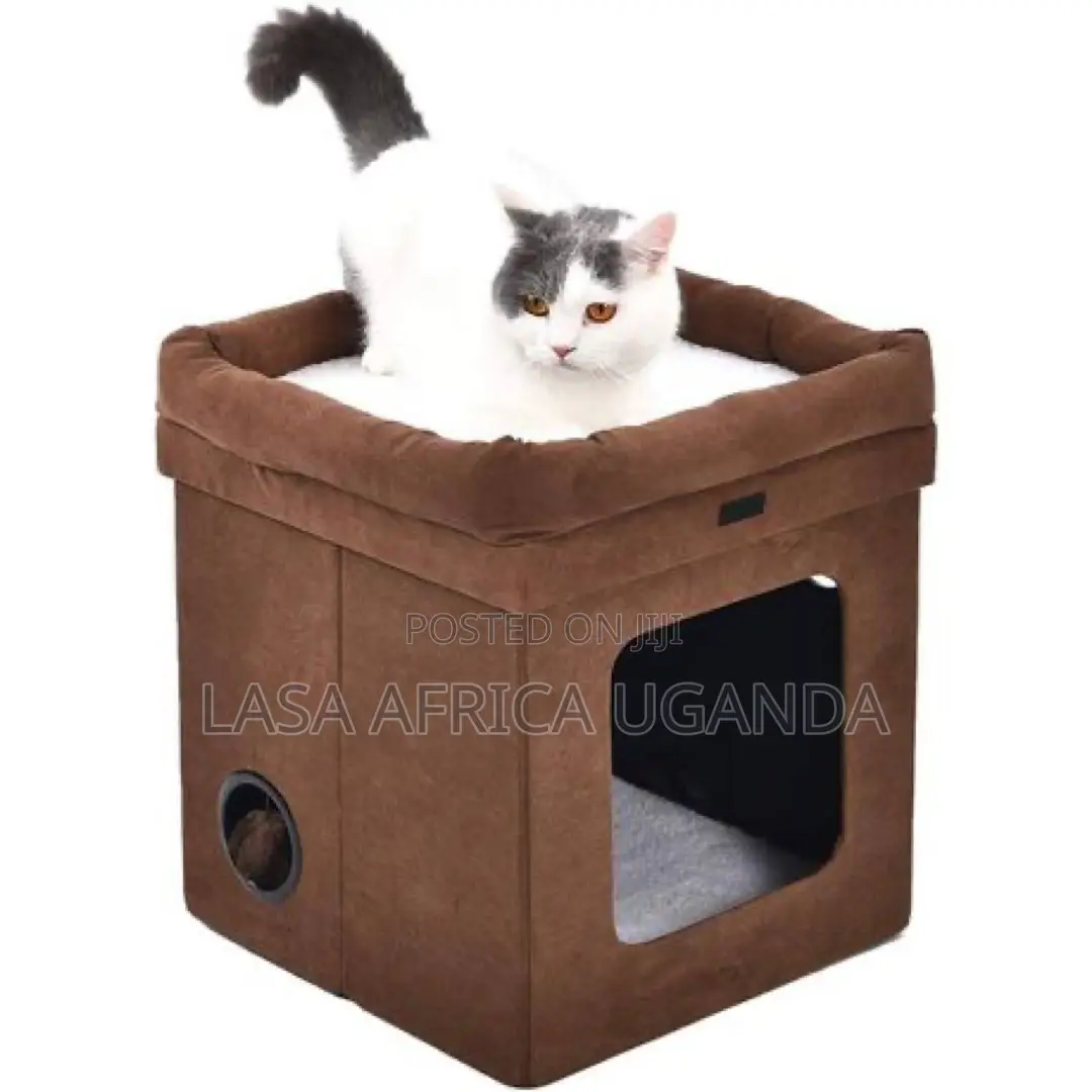 Lasa Collapsible Cat House - Soft Suede With Sh.