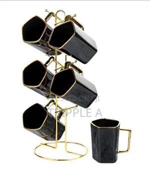 Well Designed Set Og 6 Mugs With Rack