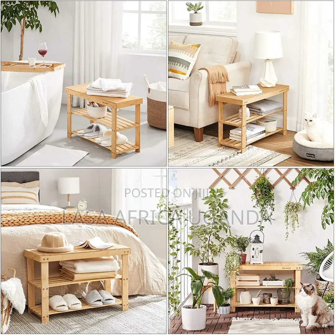 3 Tier Bamboo Shoe Bench Storage Shelf