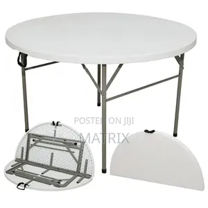 Round Folding Table, Indoor Outdoor Plastic Dining Card Table