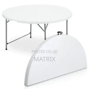 Round Folding Table, Indoor Outdoor Plastic Dining Card Table