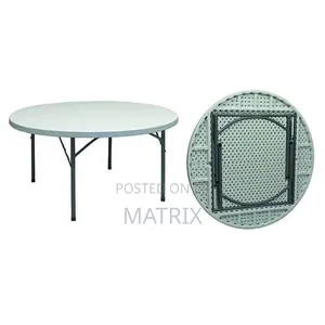 Round Folding Table, Indoor Outdoor Plastic Dining Card Table