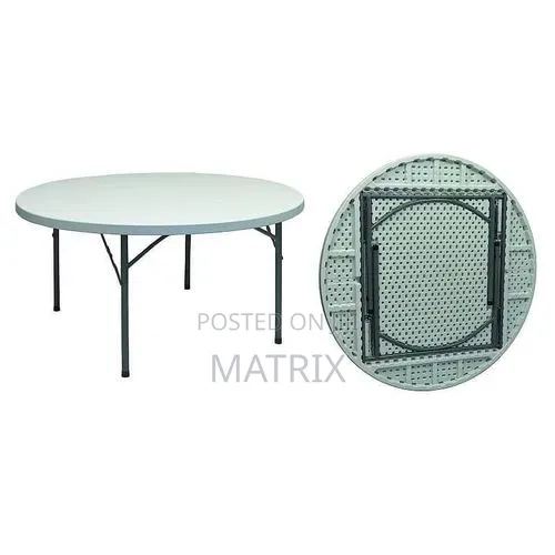 Round Folding Table, Indoor Outdoor Plastic Dining Card Table