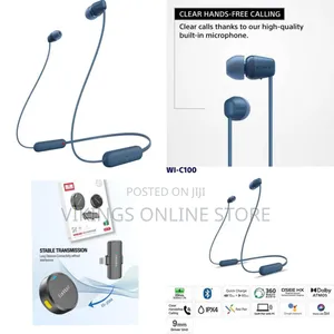 Wi-C100 Wireless in-Ear Bluetooth Headphones With Built-in Microphone