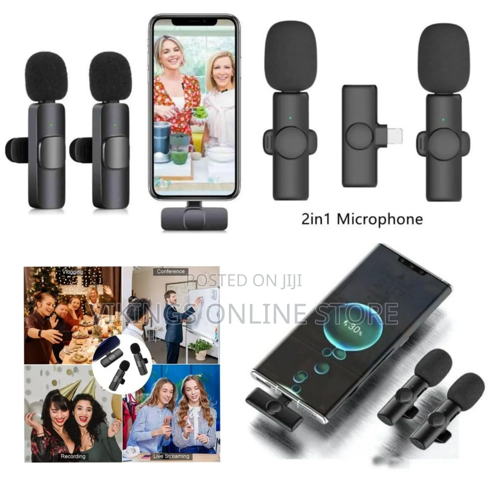  Dual Wireless Lavalier Microphone Plug and Play, No Need App