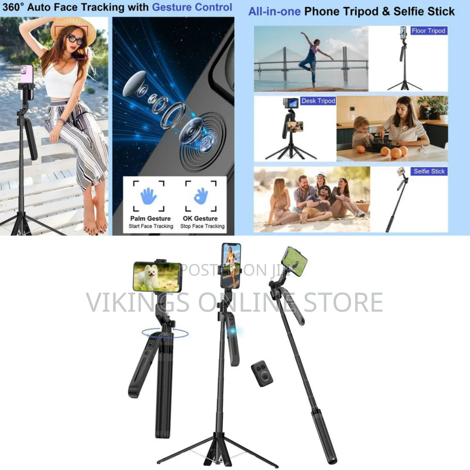 Universal C12 Ai Auto Face Tracking Selfie Stick Tripod for iPhone