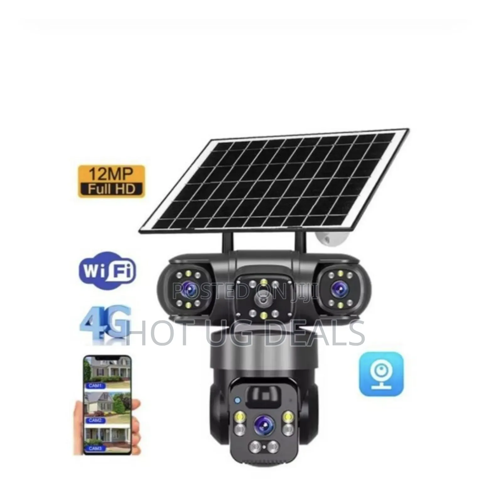 Solar Camera 4g Sim Card Outdoor 3 Lens 3 Screen Pir Human Detect