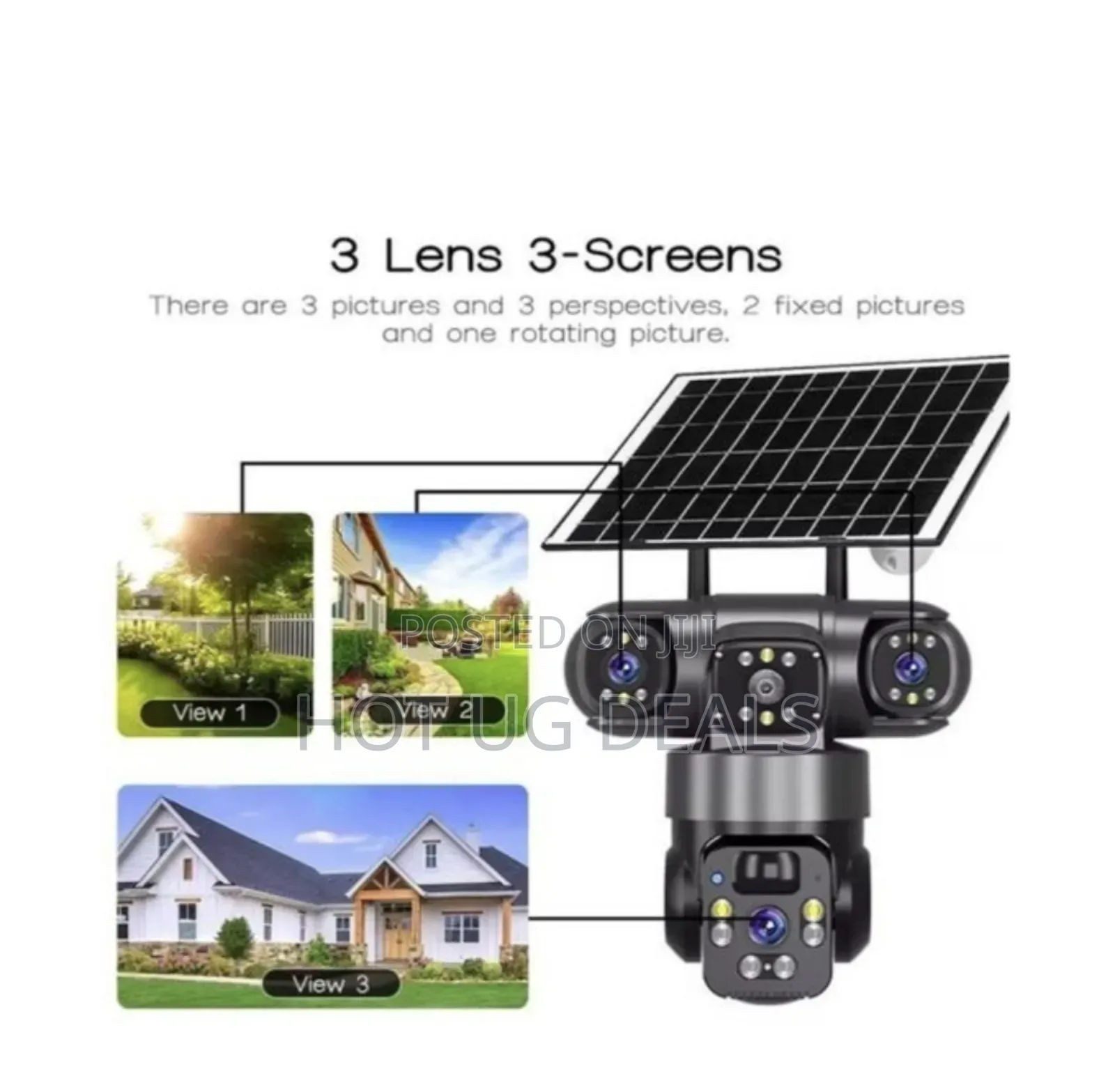 Solar Camera 4g Sim Card Outdoor 3 Lens 3 Screen Pir Human Detect