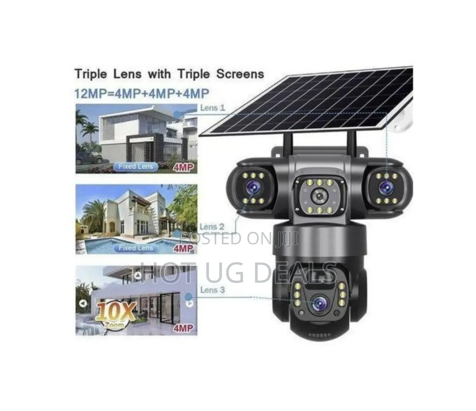 Solar Camera 4g Sim Card Outdoor 3 Lens 3 Screen Pir Human Detect