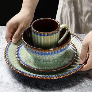 Elegant 24-Piece Ribbed Ceramic Dinnerware Set (Service for 6)