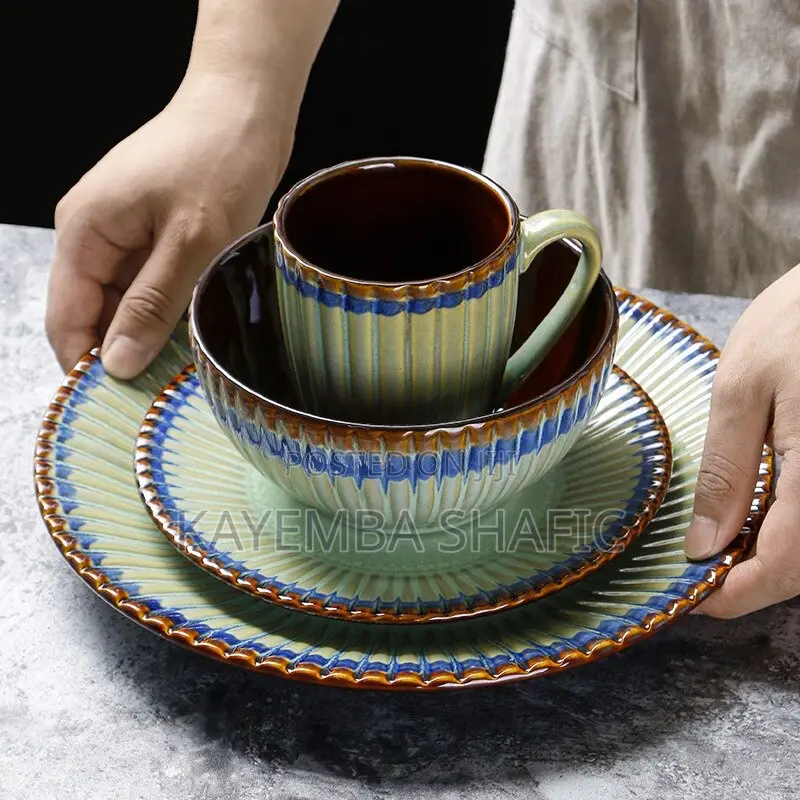 Elegant 24-Piece Ribbed Ceramic Dinnerware Set (Service for 6)