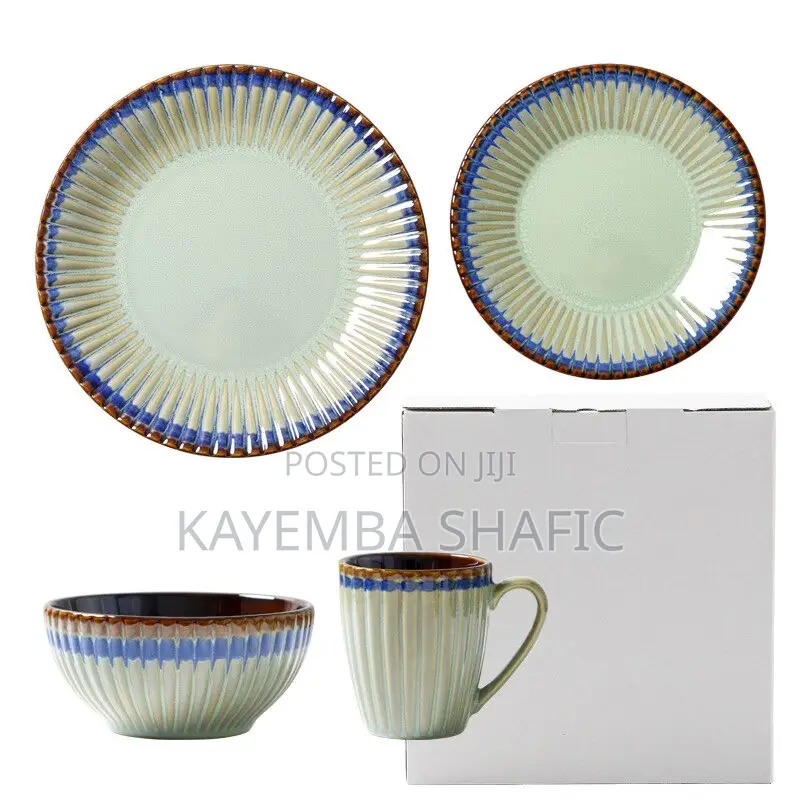 Elegant 24-Piece Ribbed Ceramic Dinnerware Set (Service for 6)