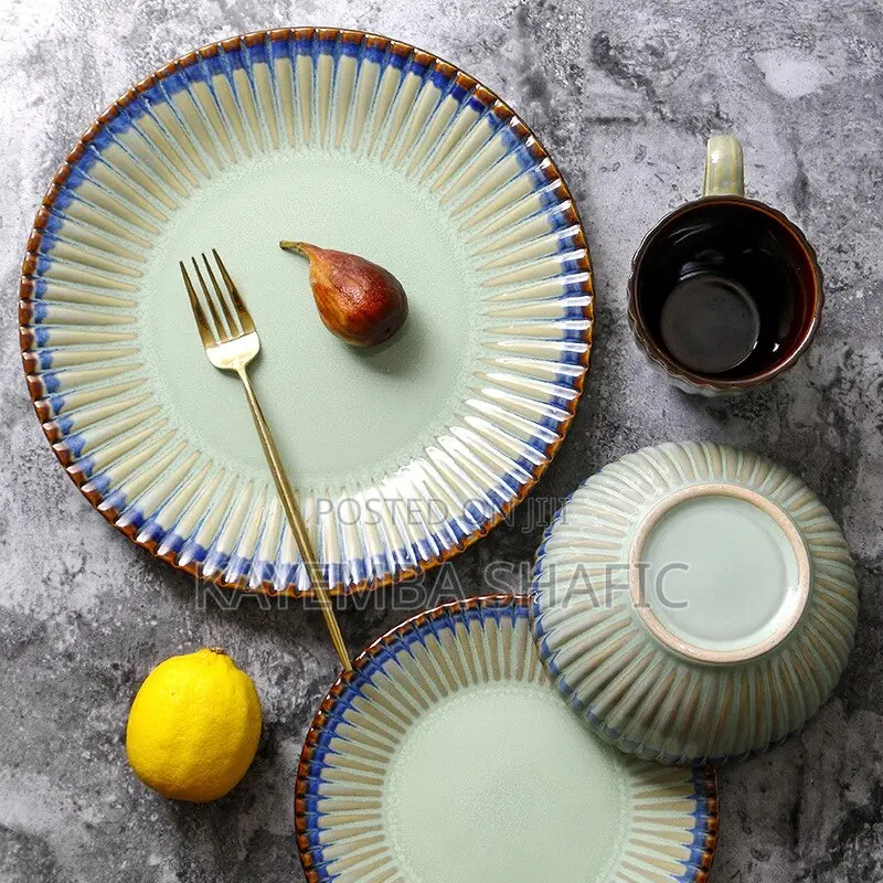 Elegant 24-Piece Ribbed Ceramic Dinnerware Set (Service for 6)