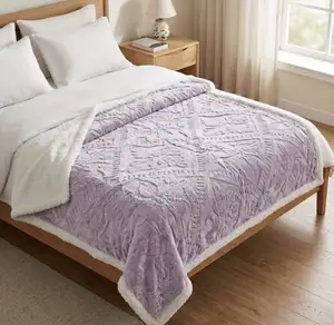 Tufted Fleece Blanket Light Purple