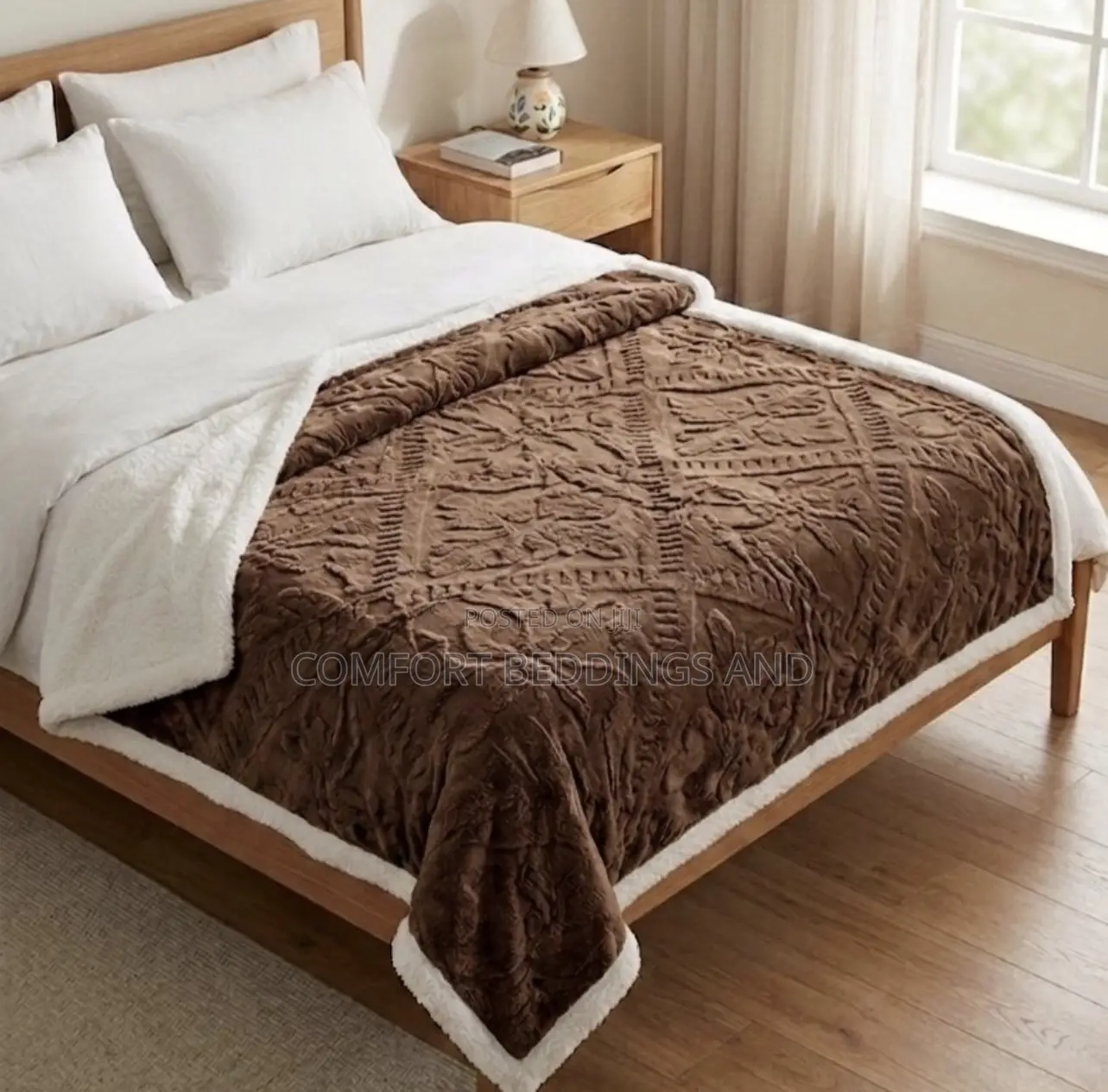 Tufted Fleece Blanket Coffee Brown