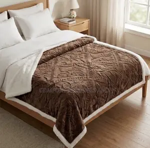 Tufted Fleece Blanket Coffee Brown