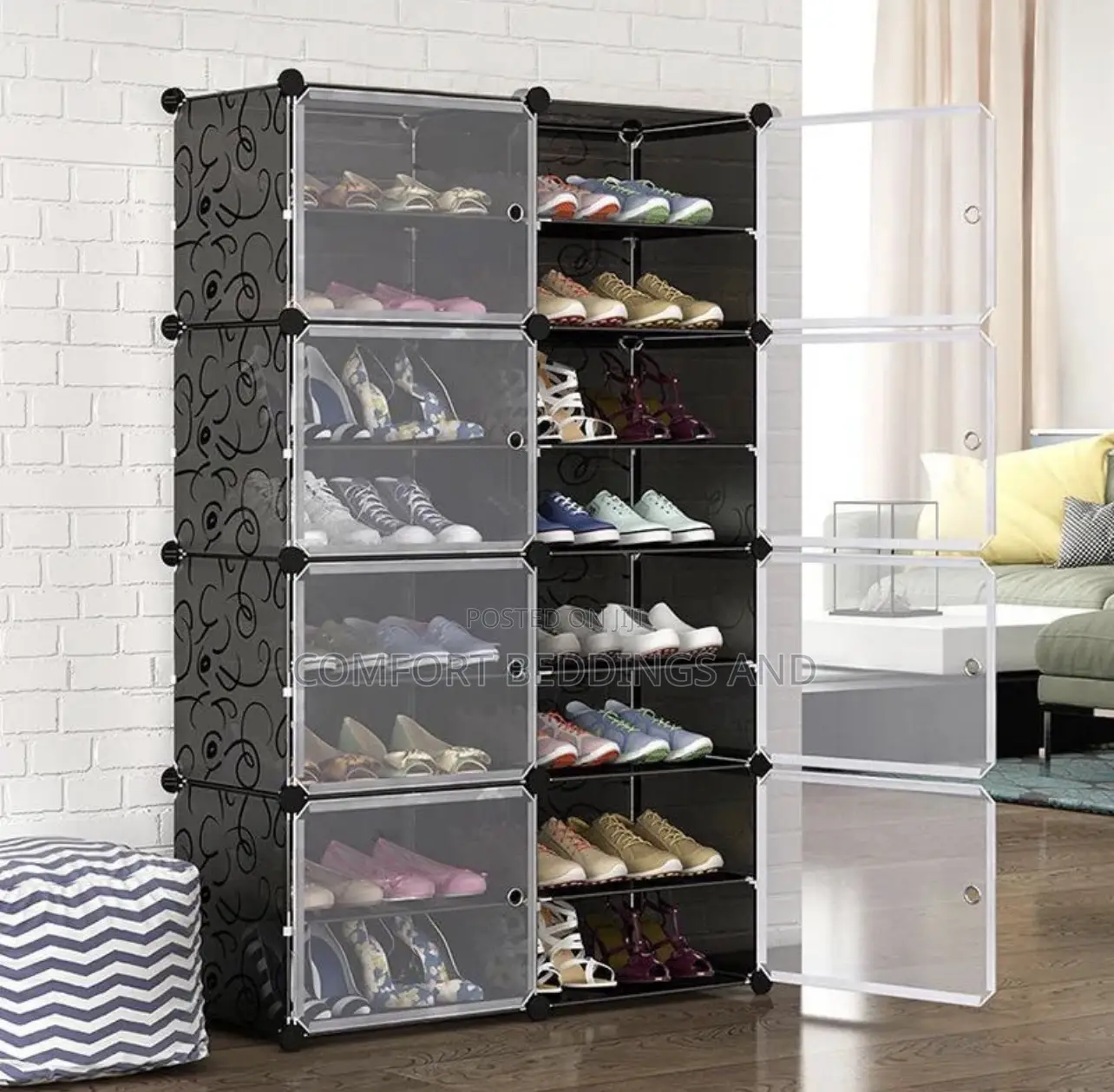 Two Column Plastic Shoe Rack Four Rows