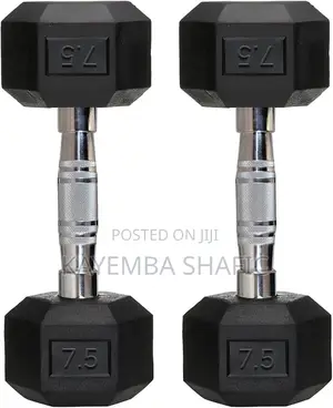Pair of 17.5kg Heavy Duty Rubber Coated Hex Dumbbells (35kg Total)