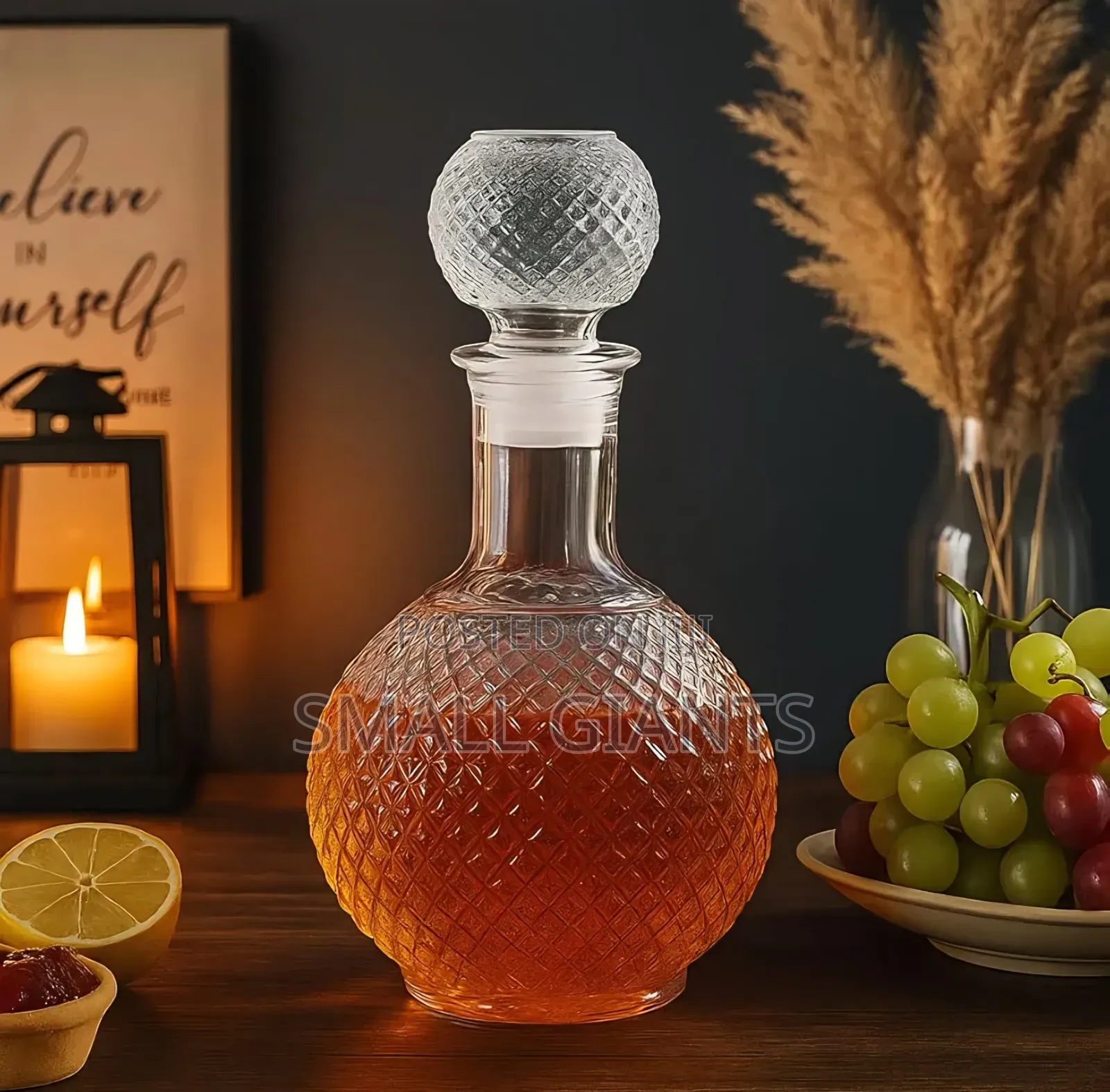 Clear Glass European Style Round Decanter With Lid