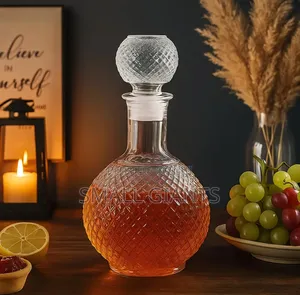 Clear Glass European Style Round Decanter With Lid