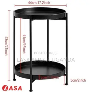 Lasa 2-Tier Metal Round Tray Side Coffee End Table