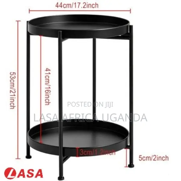 Lasa 2-Tier Metal Round Tray Side Coffee End Table