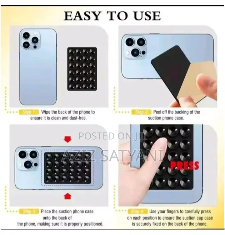 Phone Holder Mount Silicone Sticker for iPhone, Samsung- Multicolour