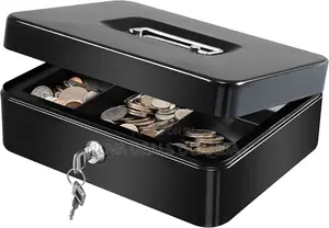 10inch Metal Cash Box With Money Tray and Lock 250mmx200mmx190mm
