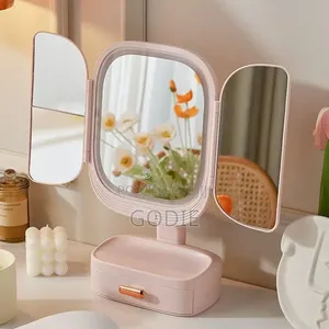 Foldable Vanity Mirror With Led Lighting With Touch Sensor Control.