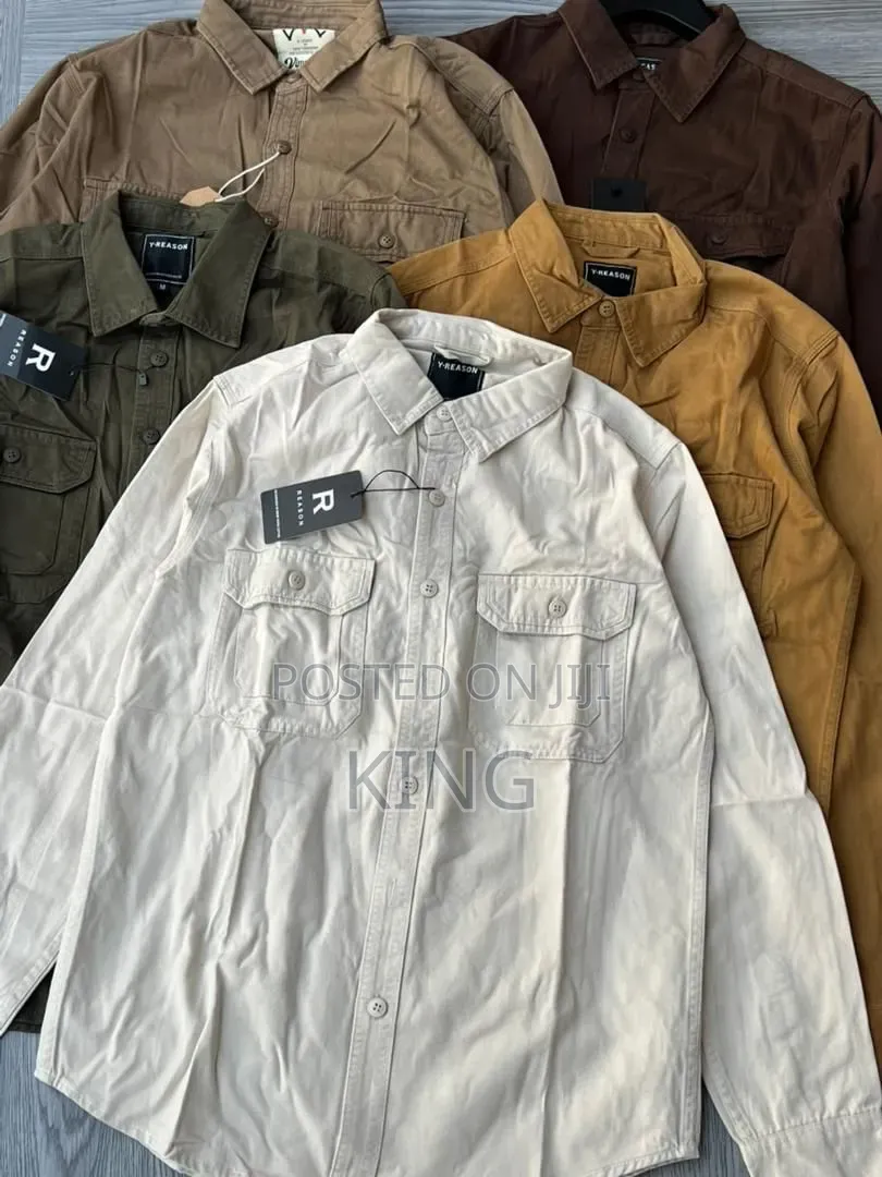 Twin Button-Flap Chest Pockets Cargo Shirts