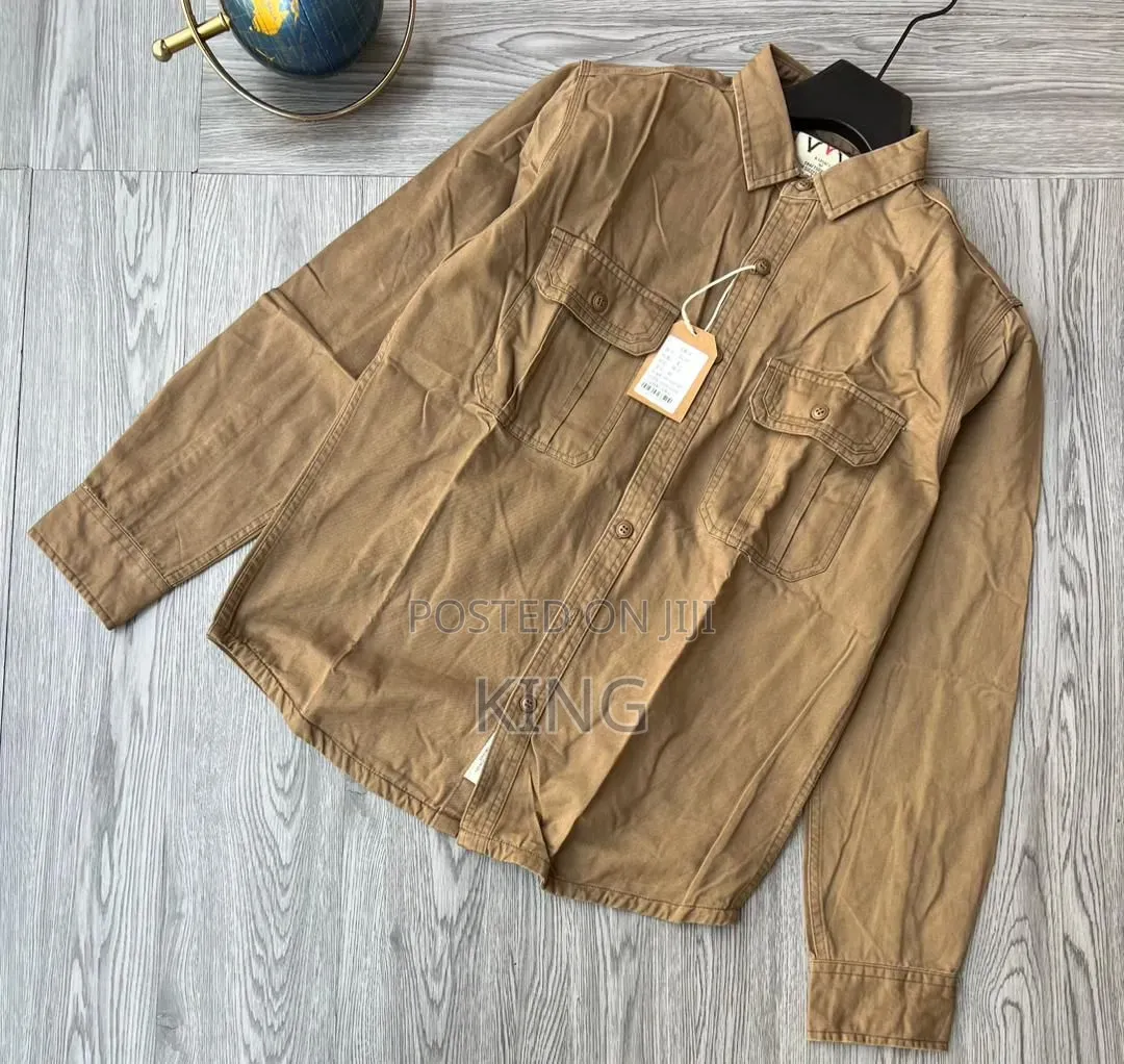 Twin Button-Flap Chest Pockets Cargo Shirts