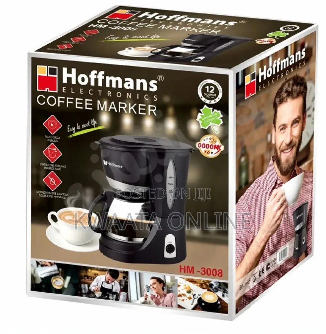 Hoffmans Electric Coffee Maker Anti-Drip Machine -1.5litres