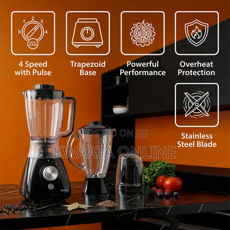 3 in 1 Saachi Nl-Bl 4376 Electric Blender-Black 1.5l